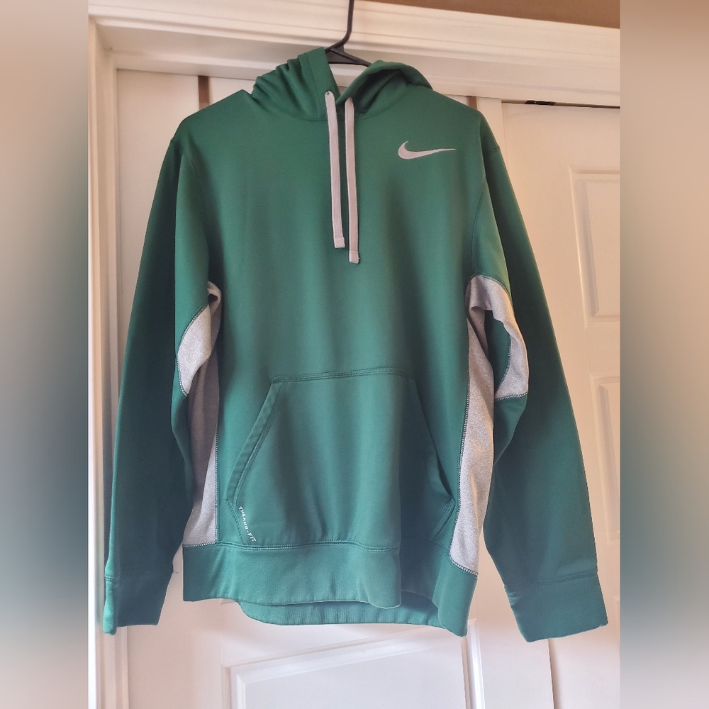 Nike Therma-Fit Men's Small Hoodie Sweatshirt Green/Gray Pullover
